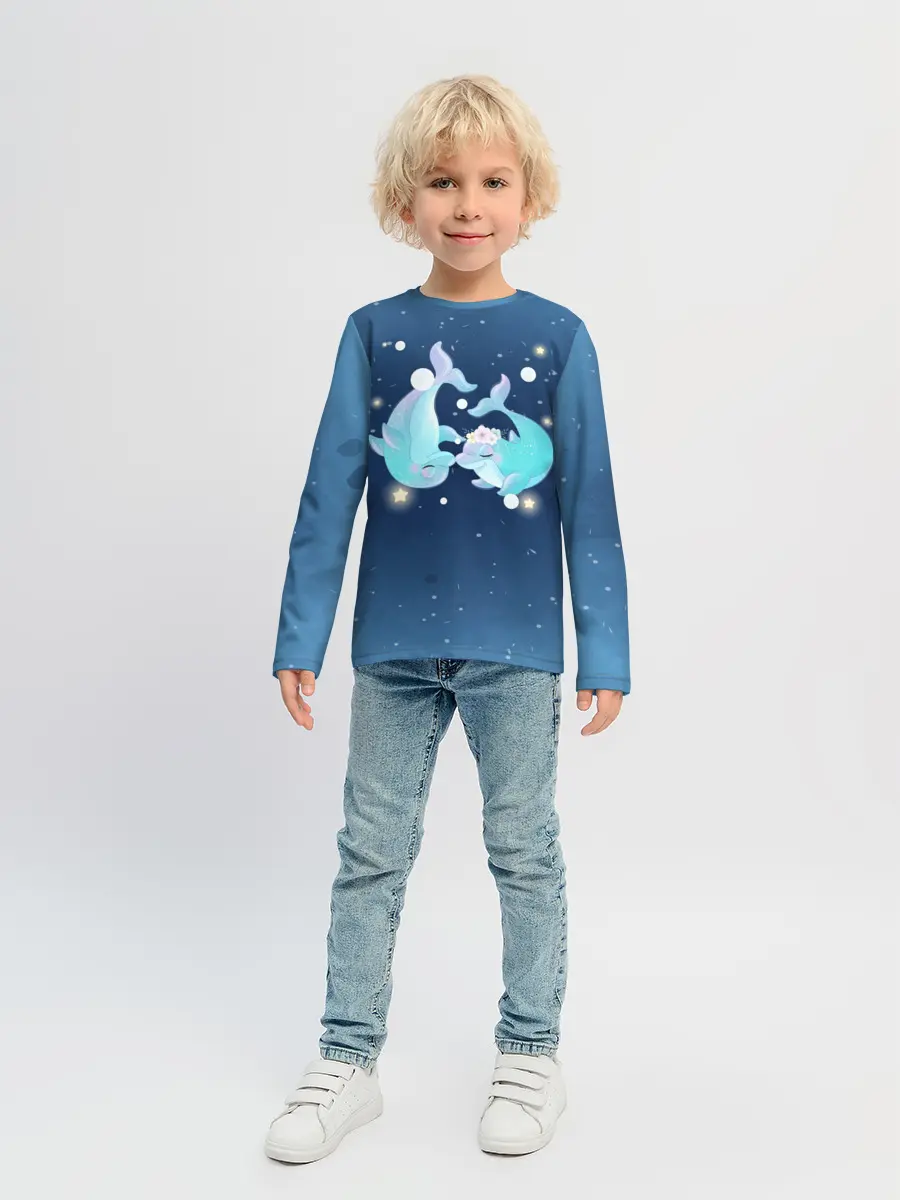 Детский лонгслив / Два дельфина
