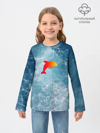 Детский лонгслив / Дельфин в море
