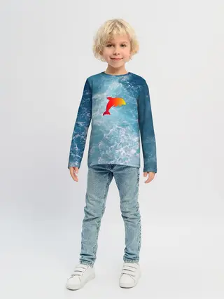 Детский лонгслив / Дельфин в море