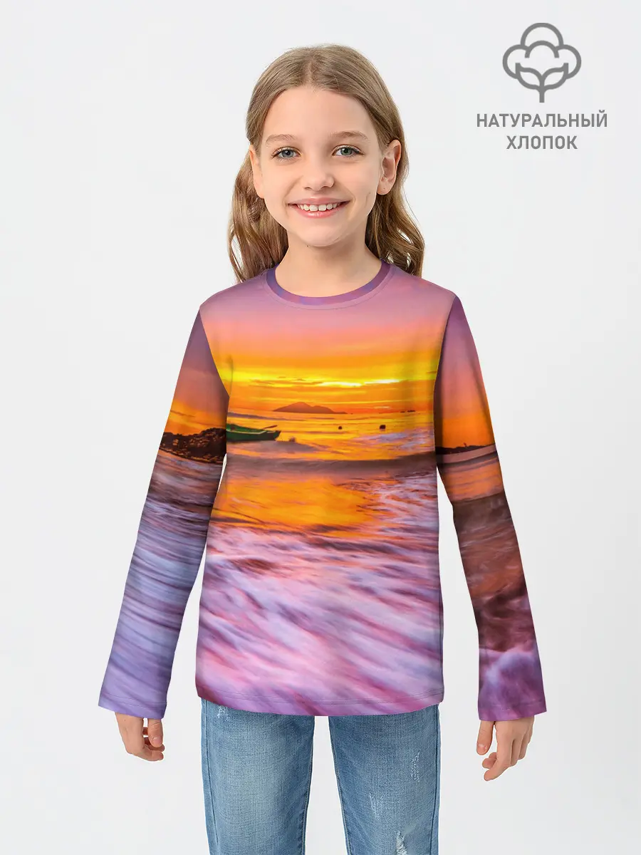 Детский лонгслив / Закат на пляже