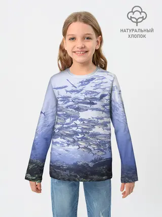 Детский лонгслив / Косяк рыбы