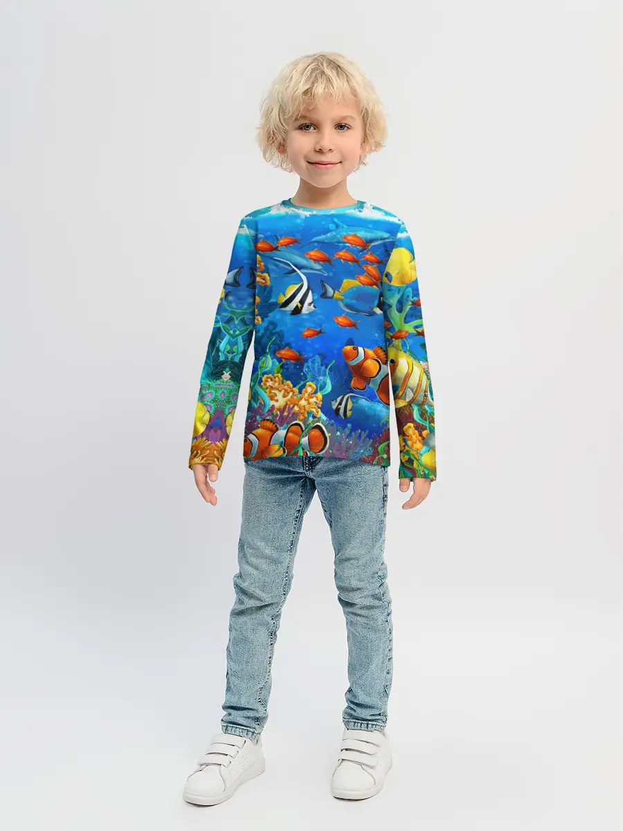 Детский лонгслив / Коралловые рыбки