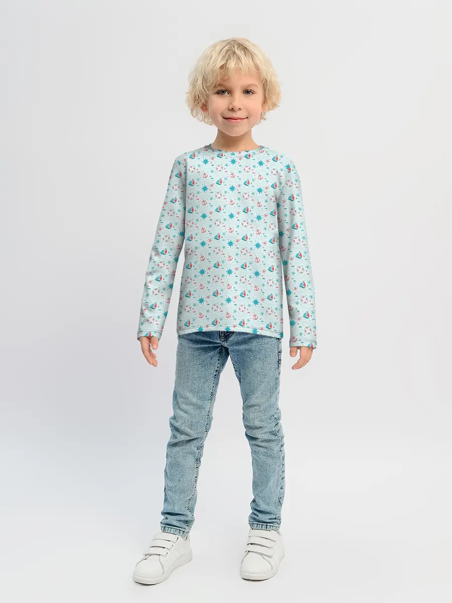 Детский лонгслив / Морской узор