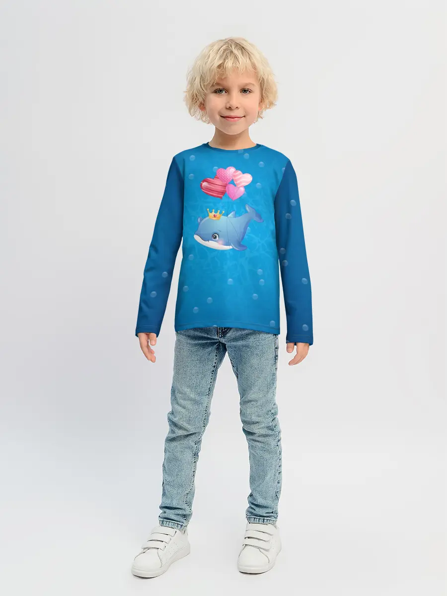 Детский лонгслив / Дельфин с воздушными шариками