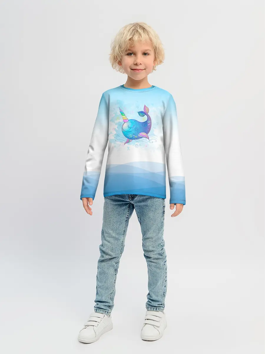 Детский лонгслив / Дельфин единорог