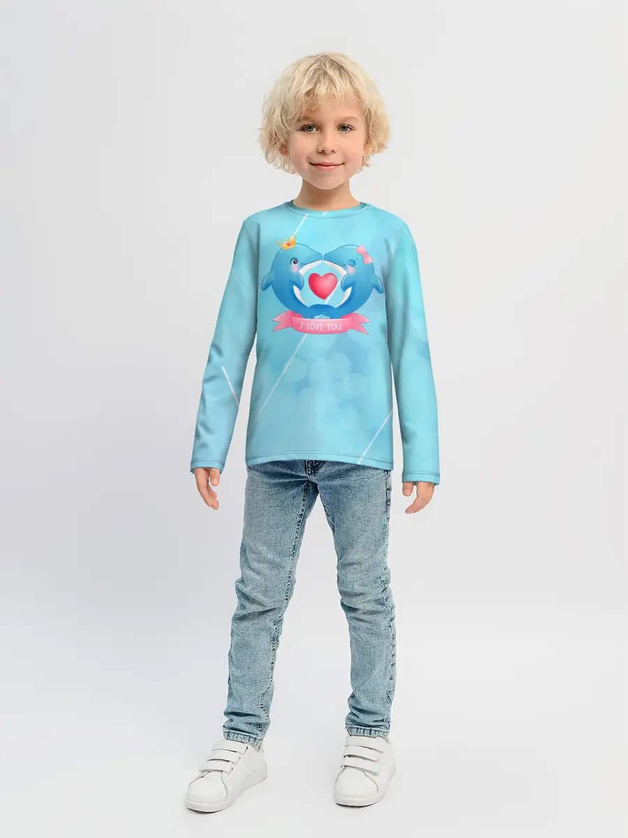 Детский лонгслив / Два дельфина. I love you