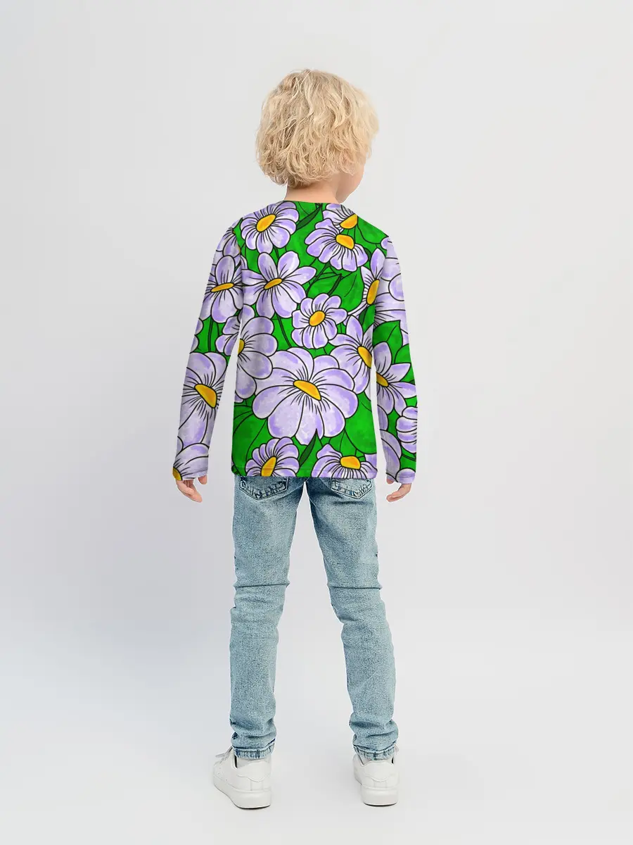 Детский лонгслив / Цветы Лавандовые ромашки
