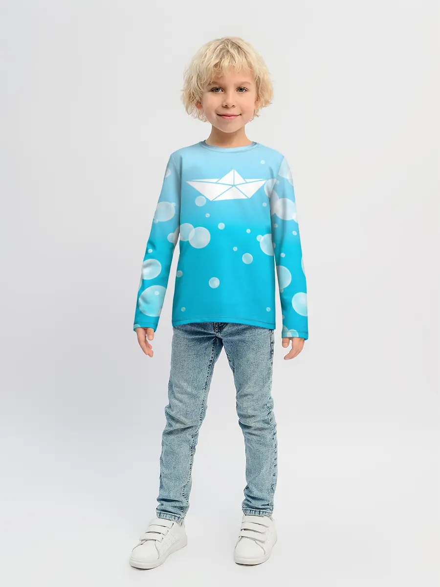 Детский лонгслив / Бумажный кораблик