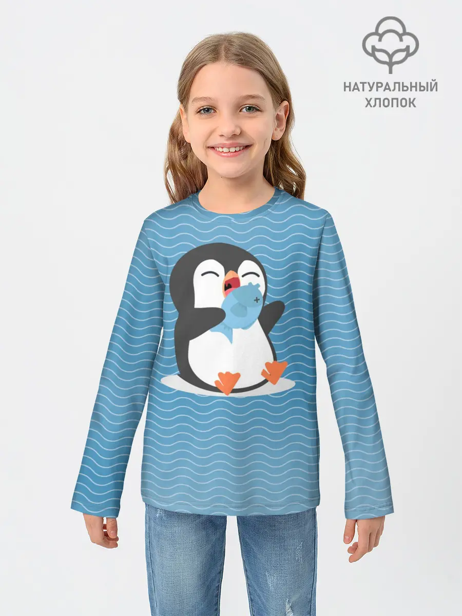 Детский лонгслив / Пингвин