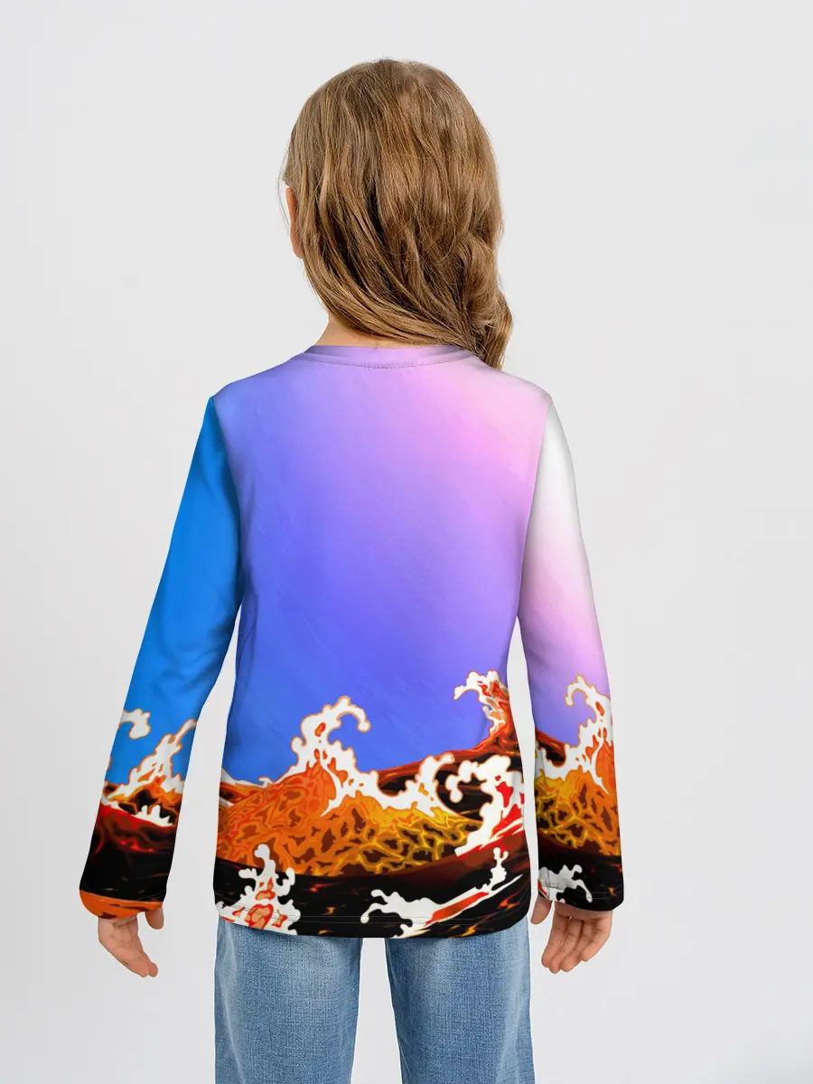 Детский лонгслив / Осьминог в Лаве | Градиент