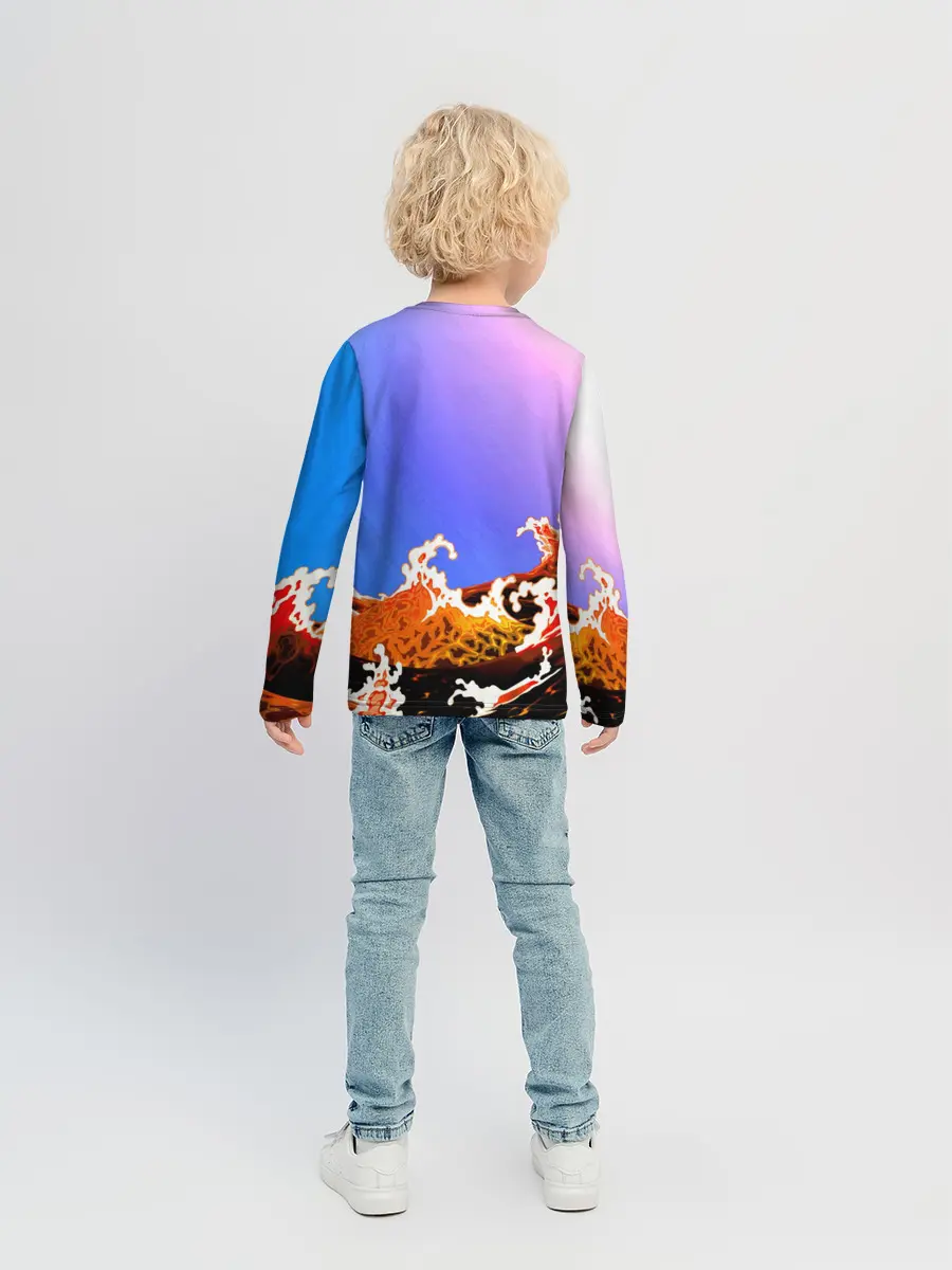 Детский лонгслив / Осьминог в Лаве | Градиент