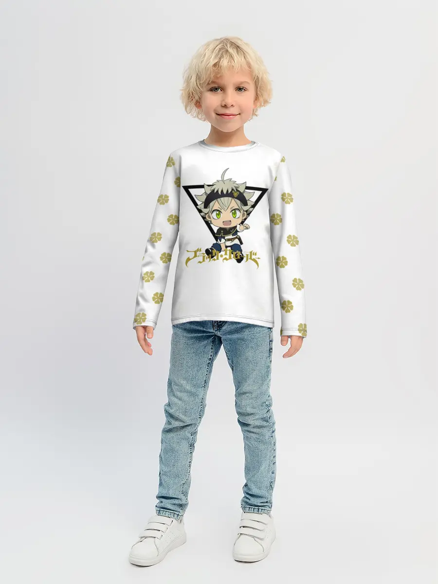 Детский лонгслив / Маленький Аста Черный Клевер