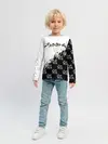 Детский лонгслив / Чёрный клевер черно-белый разрыв