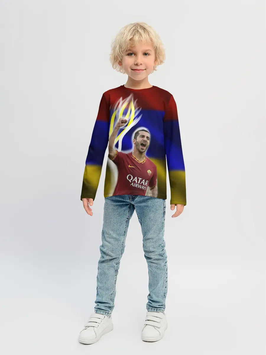 Детский лонгслив / Генрих Мхитарян - огненный кулак