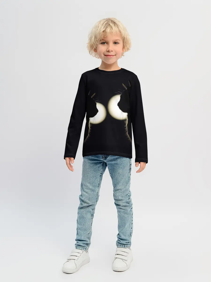 Детский лонгслив / Пара | Силуэты черных кошек