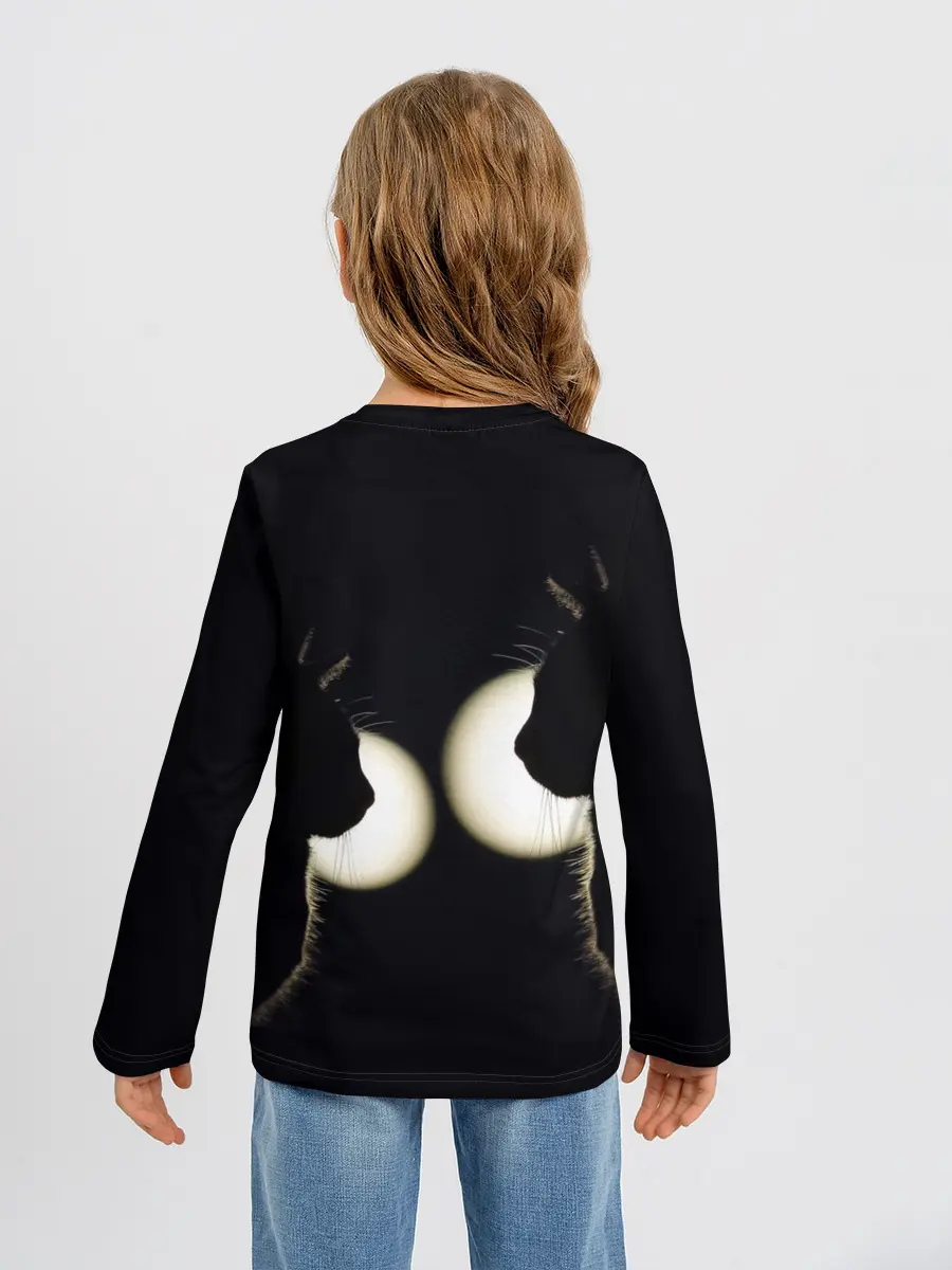 Детский лонгслив / Пара | Силуэты черных кошек