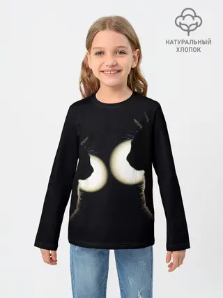Детский лонгслив / Пара | Силуэты черных кошек