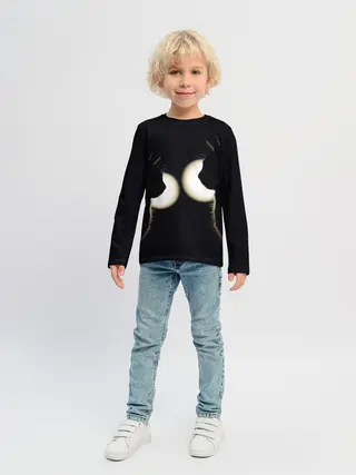 Детский лонгслив / Пара | Силуэты черных кошек
