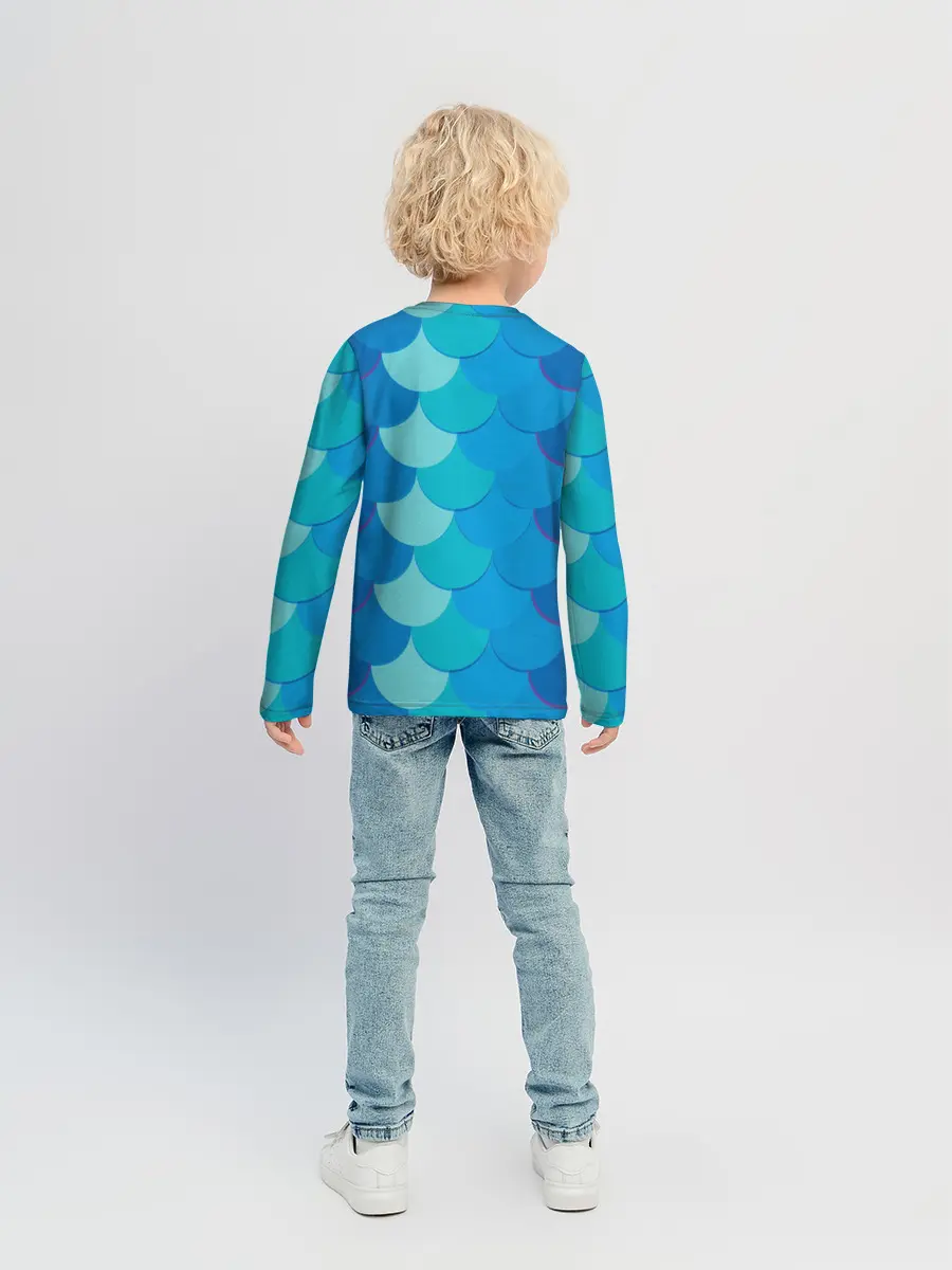 Детский лонгслив / Синяя чешуя рыбы