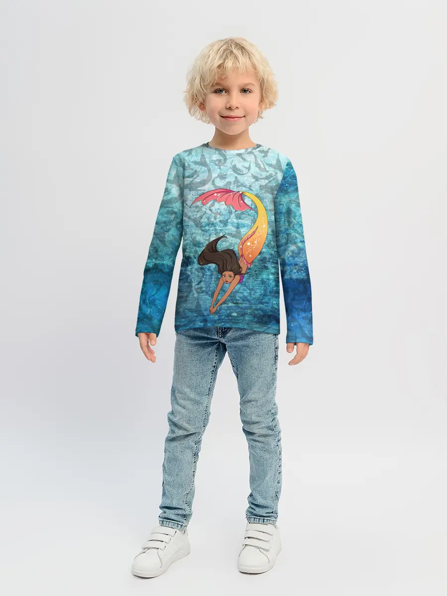 Детский лонгслив / Русалка | Подводный мир