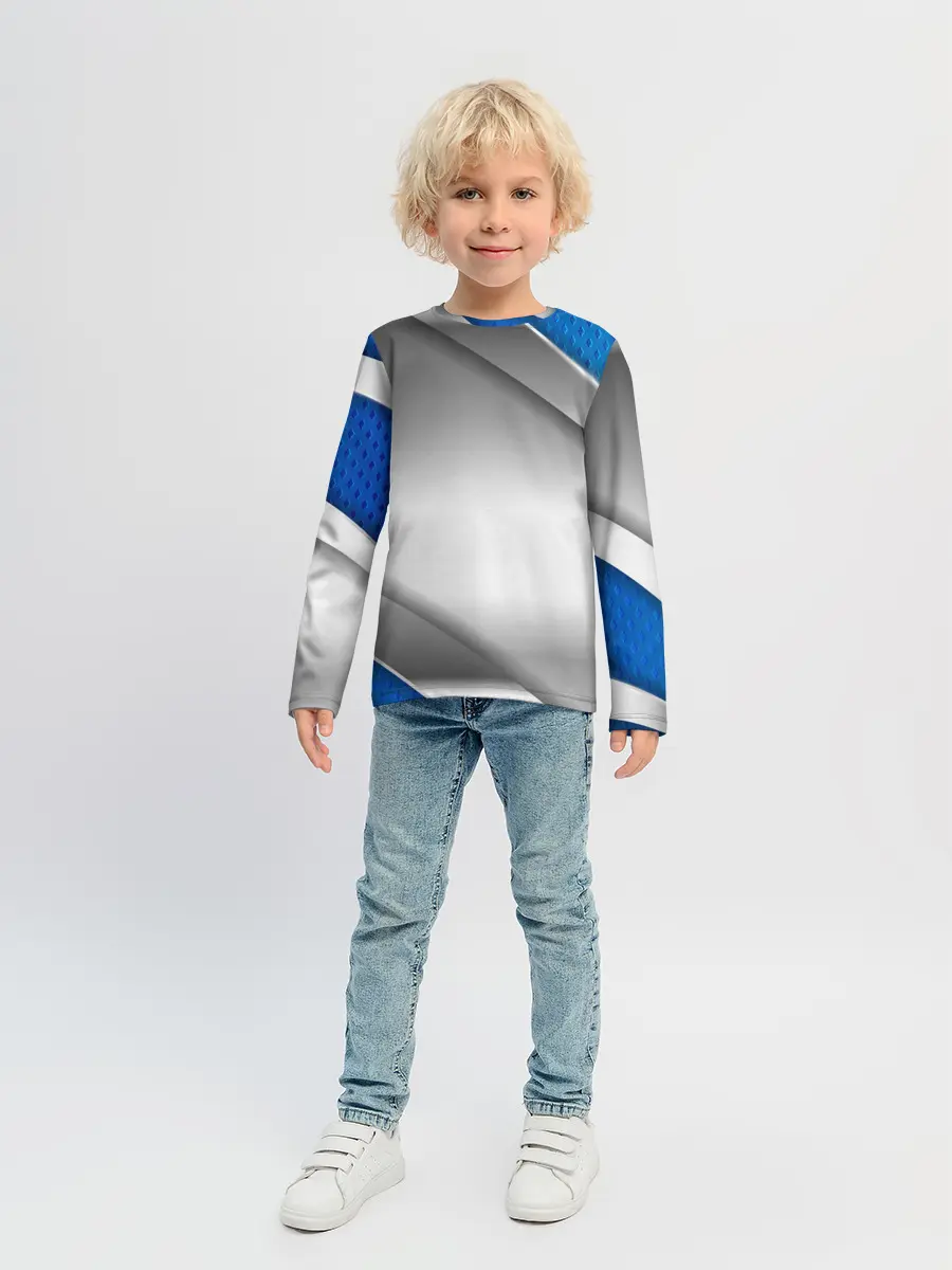 Детский лонгслив / 3D СЕРЕБРО BLUE LINES