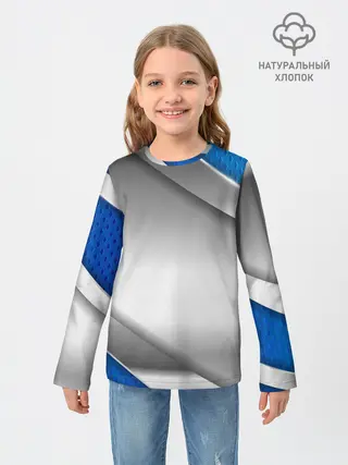 Детский лонгслив / 3D СЕРЕБРО BLUE LINES