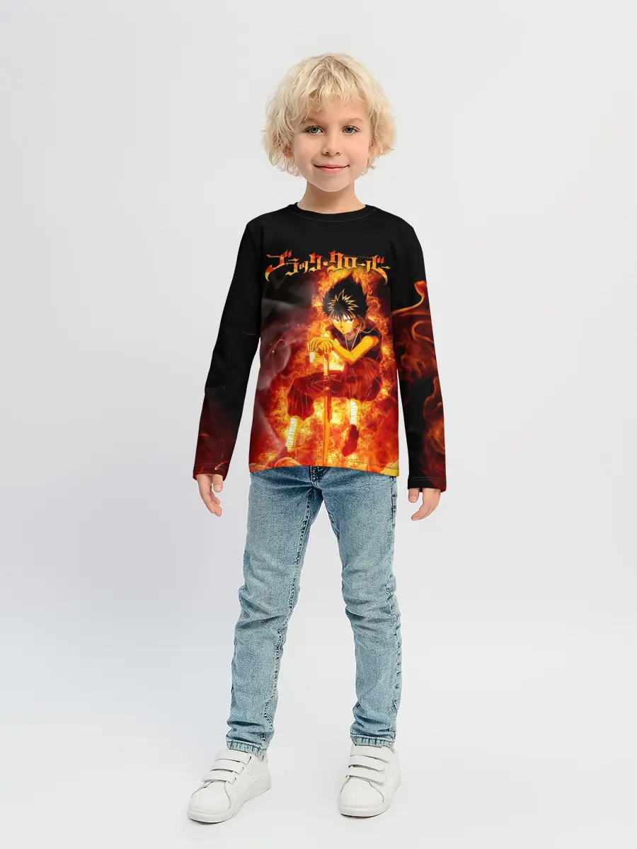 Детский лонгслив / Юно в огне | Чёрный клевер