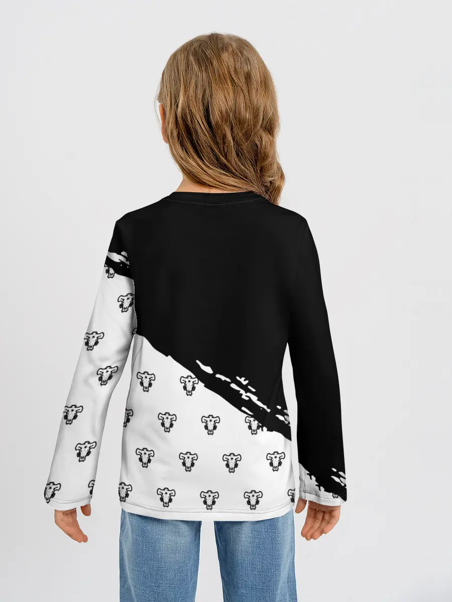 Детский лонгслив / Черные быки | Чёрный клевер
