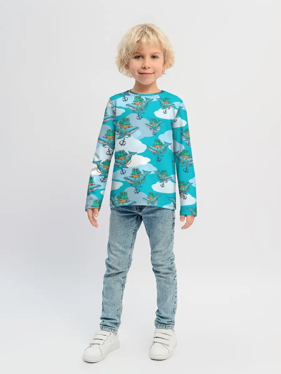 Детский лонгслив / Киты и корабль