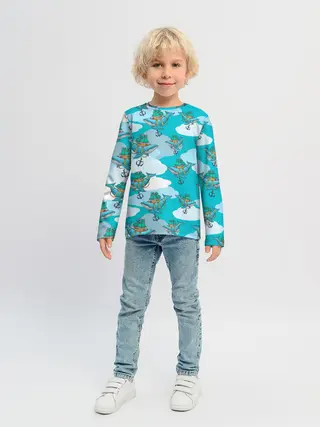 Детский лонгслив / Киты и корабль