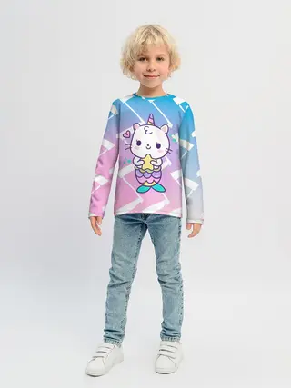 Детский лонгслив / Котик-рыбка-единорог