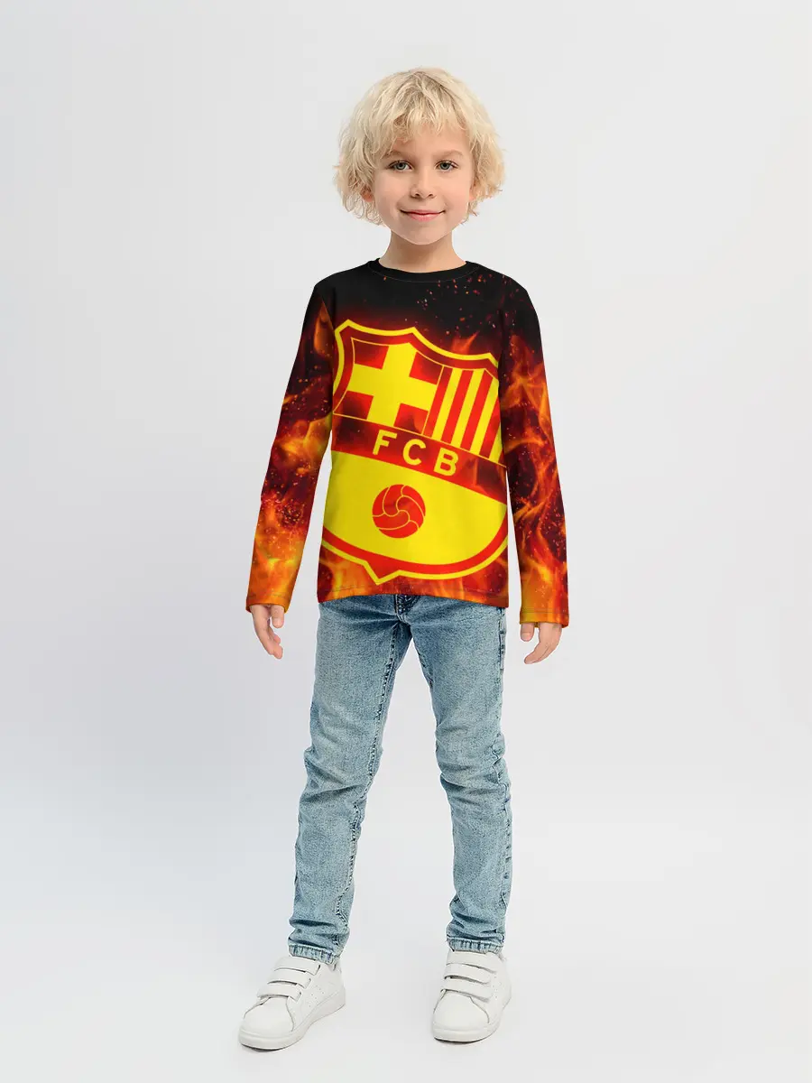 Детский лонгслив / FC BARCELONA / FIRE / ОГОНЬ