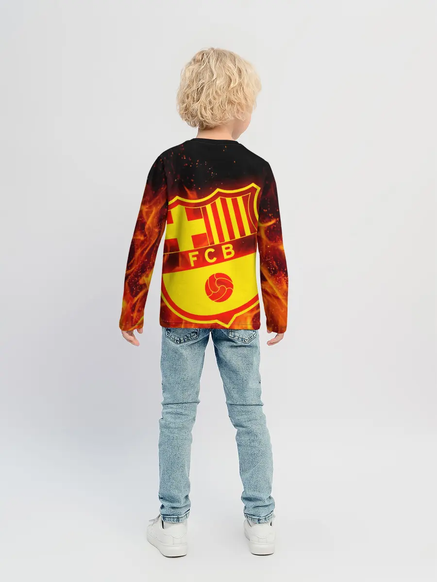 Детский лонгслив / FC BARCELONA / FIRE / ОГОНЬ