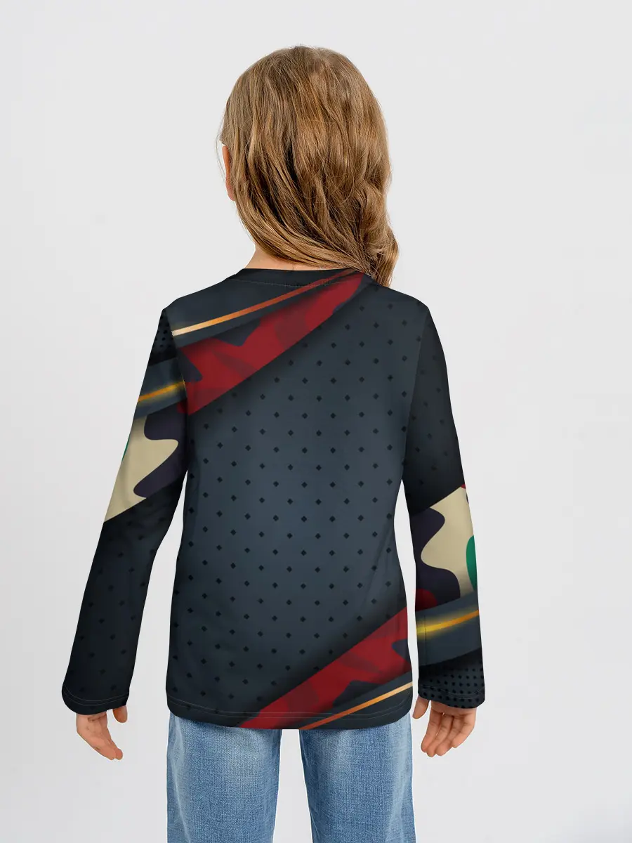 Детский лонгслив / 3D Dark red & black