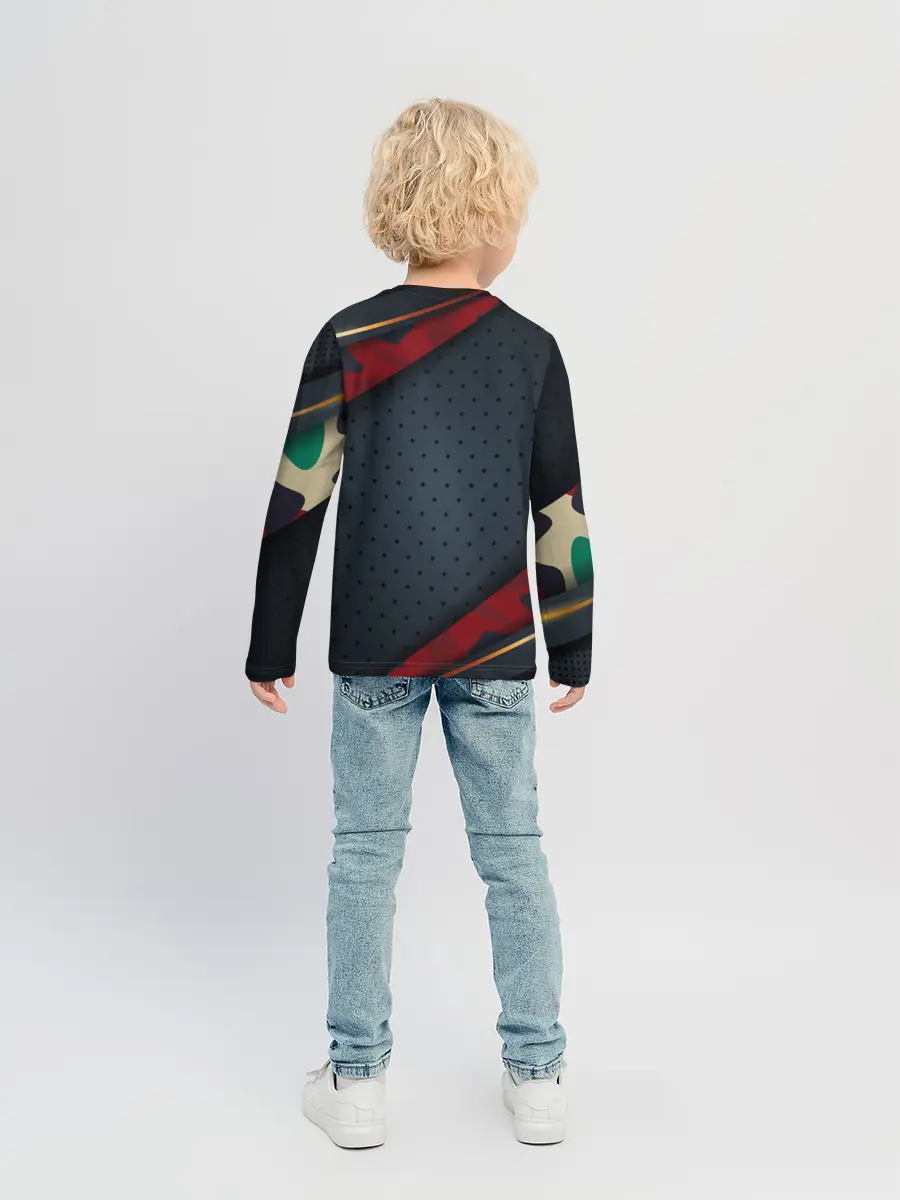 Детский лонгслив / 3D Dark red & black