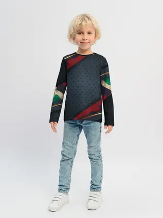 Детский лонгслив / 3D Dark red & black