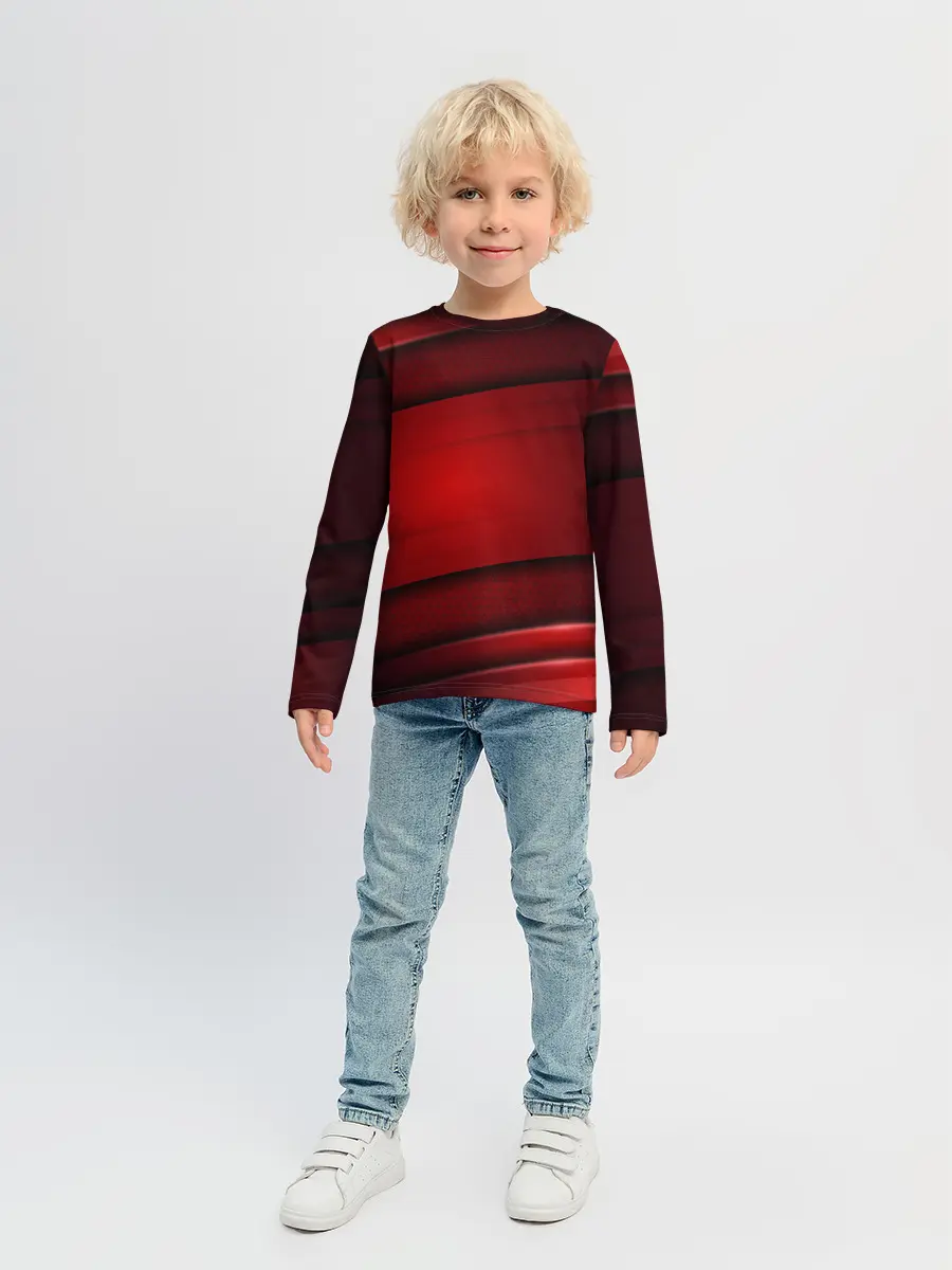 Детский лонгслив / 3D red Абстрактные линии