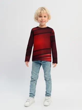 Детский лонгслив / 3D red Абстрактные линии