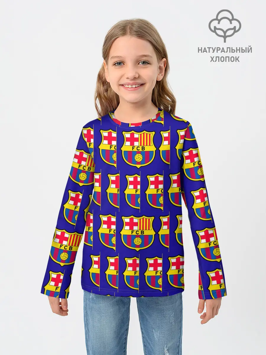 Детский лонгслив / ФК БАРСЕЛОНА / PATTERN / УЗОР