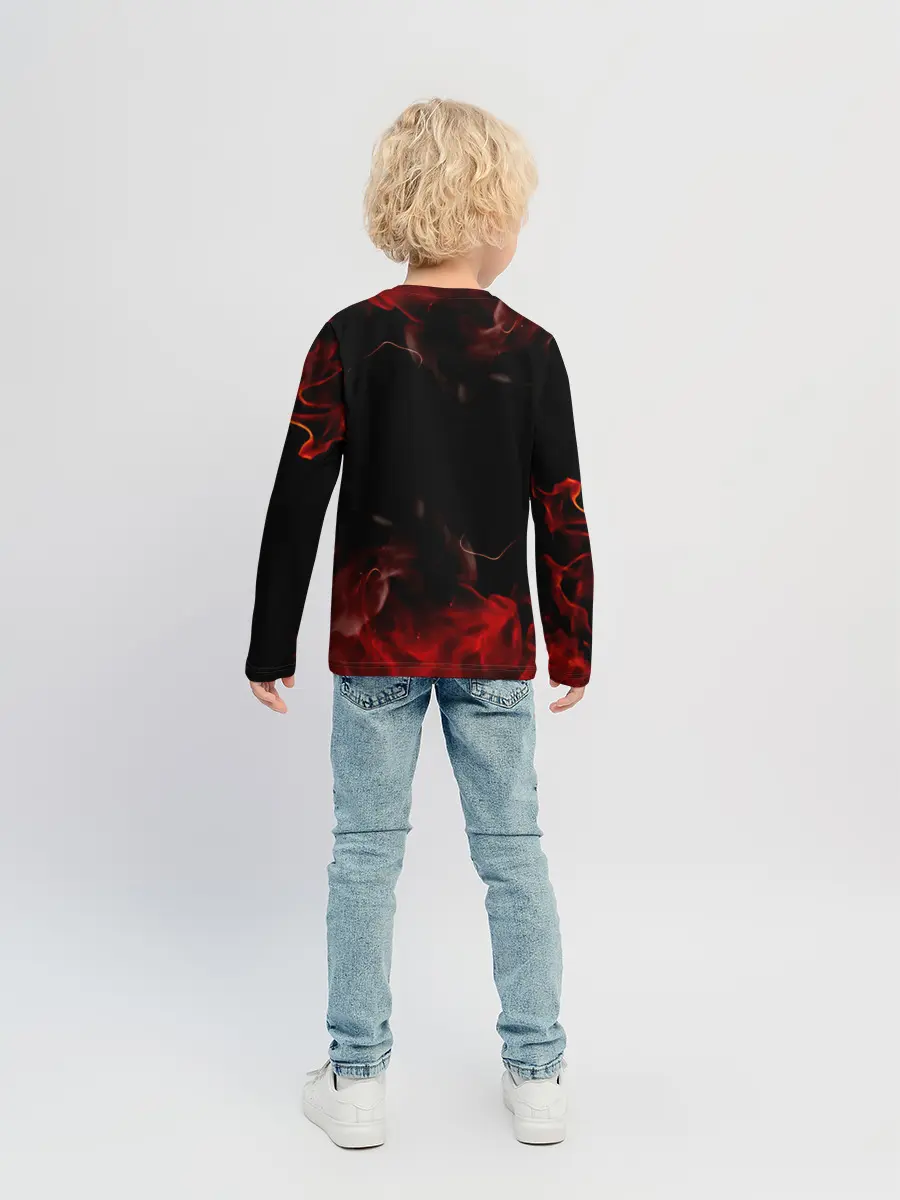 Детский лонгслив / Аста в огне Чёрный клевер