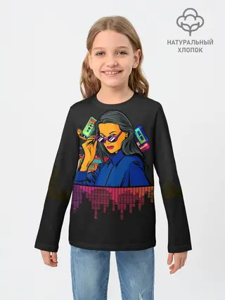 Детский лонгслив / Ретро стиль. Девушка.