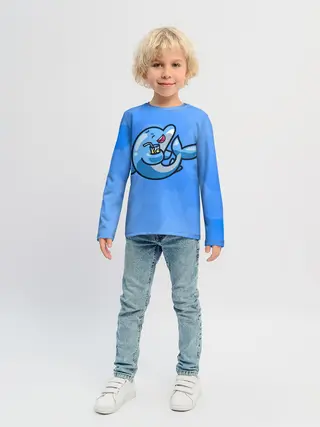 Детский лонгслив / Дельфин с коктейлем