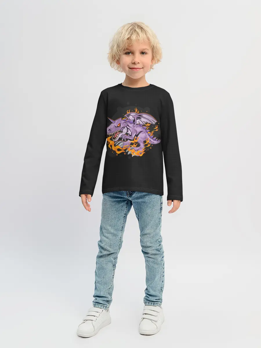 Детский лонгслив / Дракон в огне