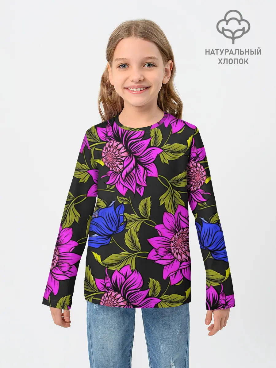 Детский лонгслив / Цветочный Паттерн