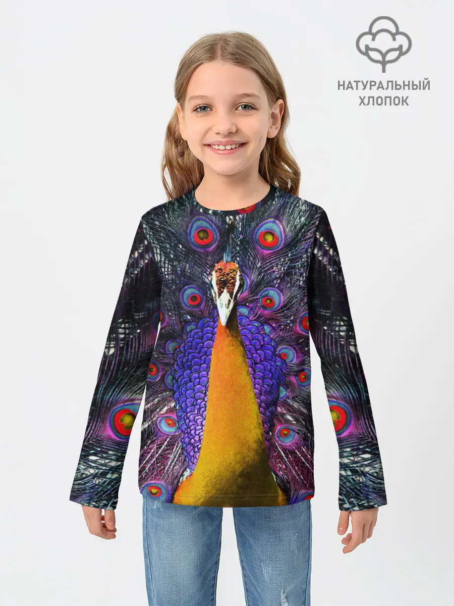 Детский лонгслив / Павлин