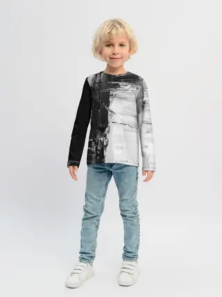 Детский лонгслив / Черно-Белый Арт