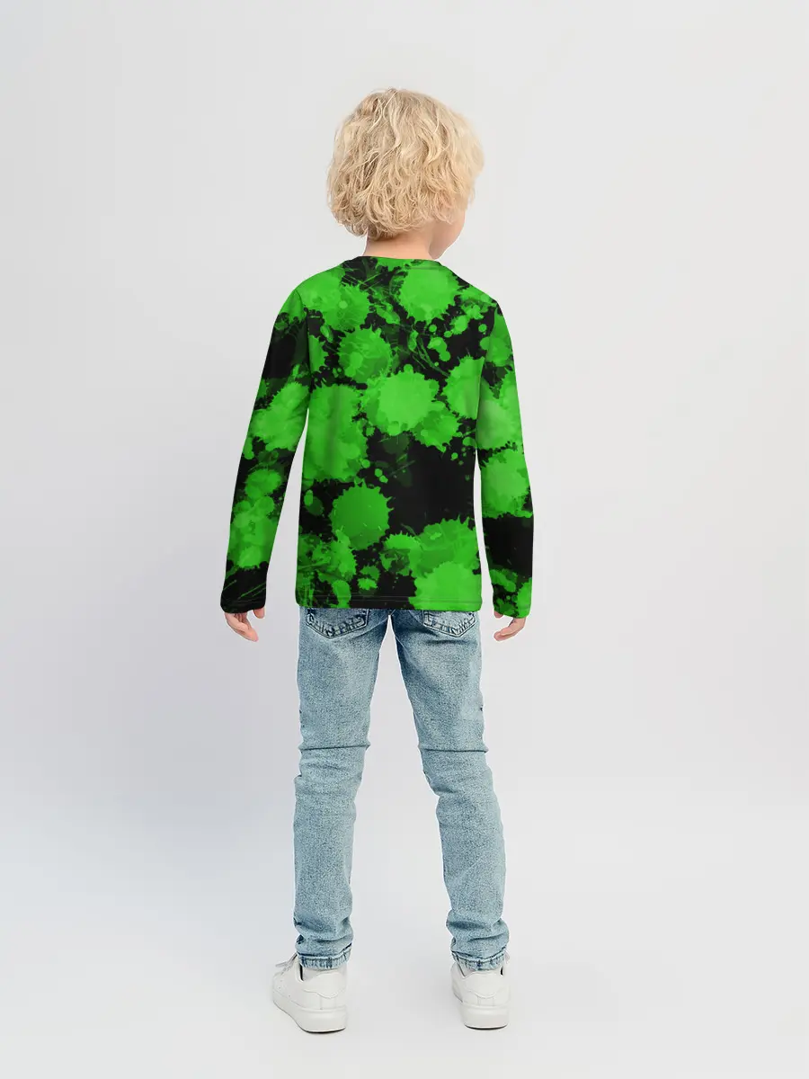 Детский лонгслив / Зеленые Кляксы