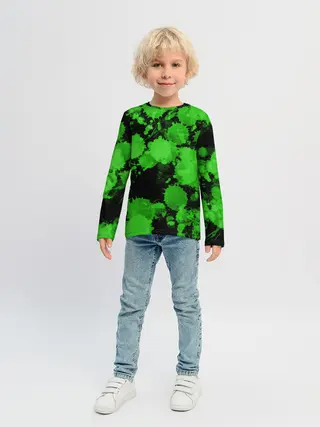 Детский лонгслив / Зеленые Кляксы