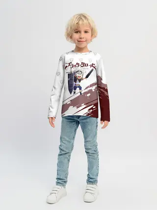 Детский лонгслив / Аста кричит с мечом Чёрный клевер