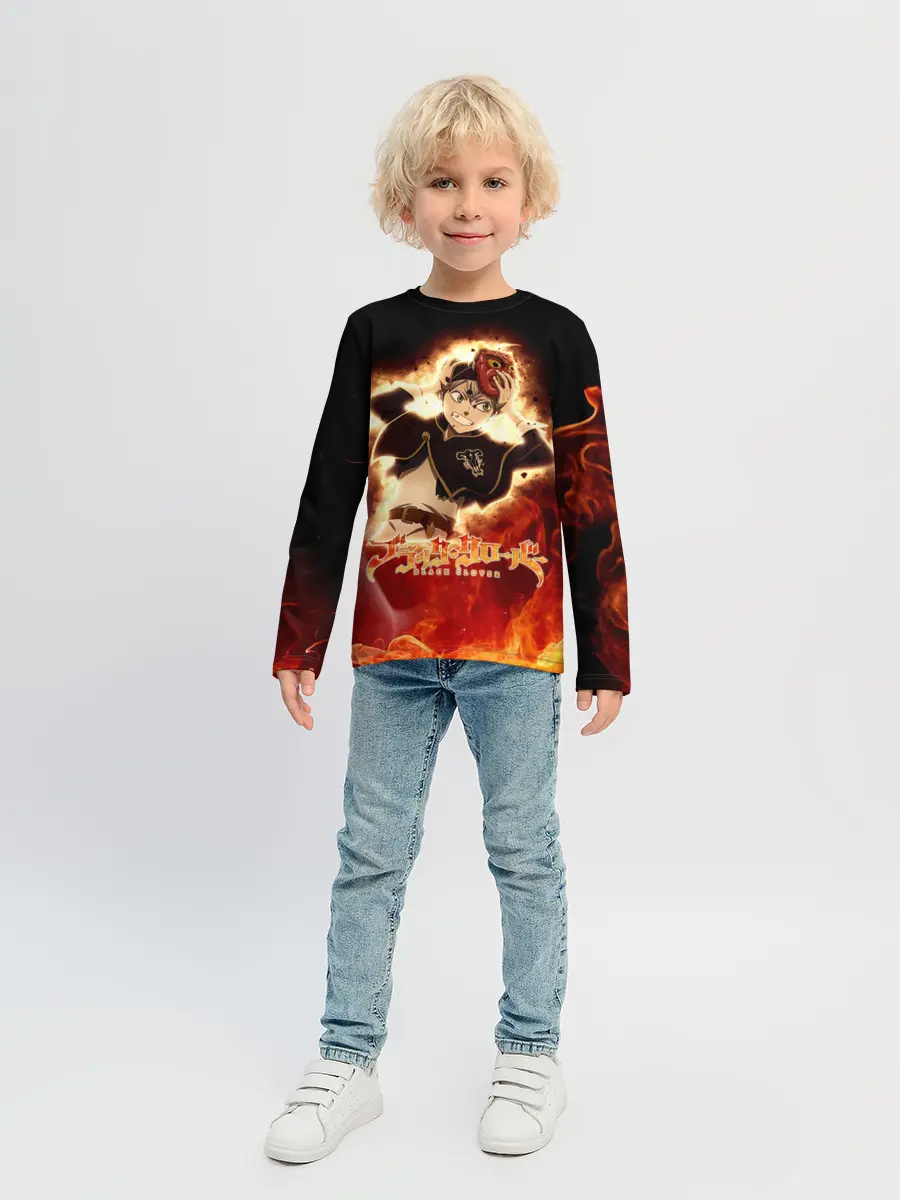 Детский лонгслив / Аста в маске огонь и пламя